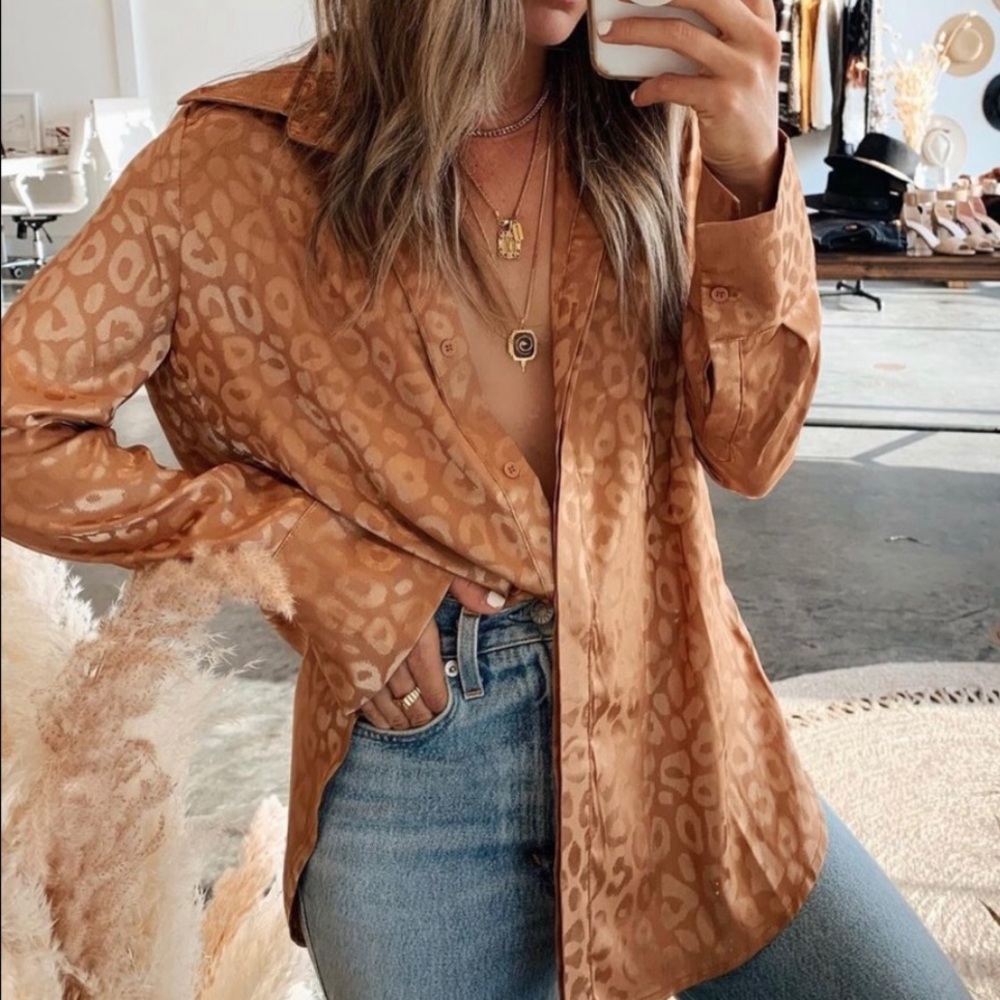 12th Tribe Gold Rush Leopard Blouse